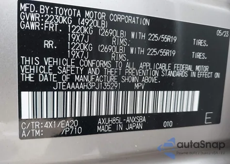 2023 Toyota Venza Le from USA, damaged, VIN JTEAAAAH3PJ135291